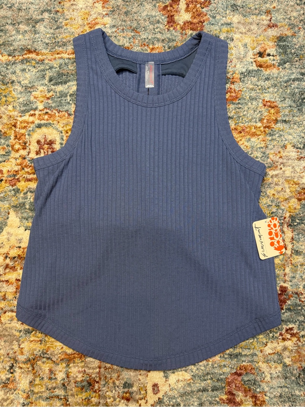 Free people movement Ribbed Tank Top - Navy cropped back